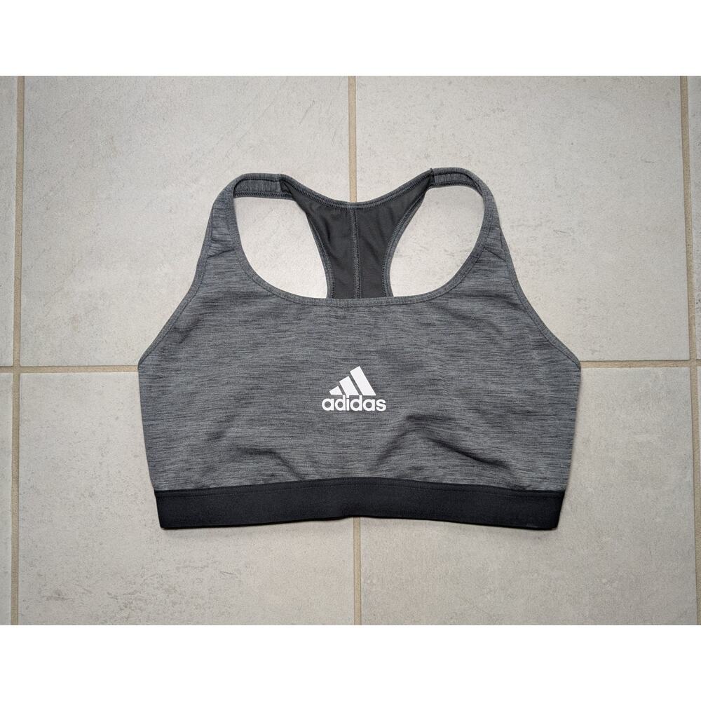 Adidas Dark Gray Heather Sports Training Bra Women's Size L D-DD Medium Support